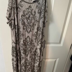 Adrianna Papell Silver Embellished Wedding Dress